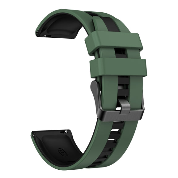 For Amazfit GTS 2E 20mm Two-Color Sports Silicone Watch Band(Olive Green+Black)