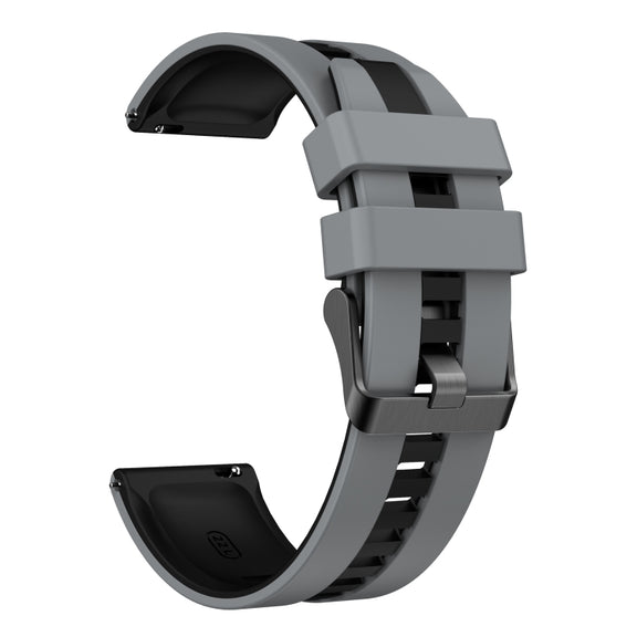 For Amazfit Pop Pro 20mm Two-Color Sports Silicone Watch Band(Grey+Black)