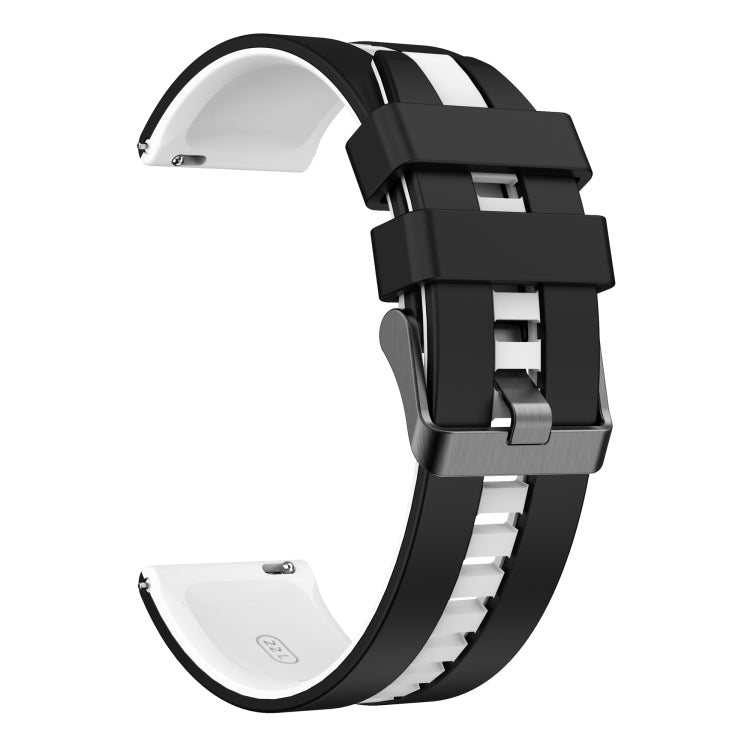 For Amazfit Pop 20mm Two-Color Sports Silicone Watch Band(Black+White)