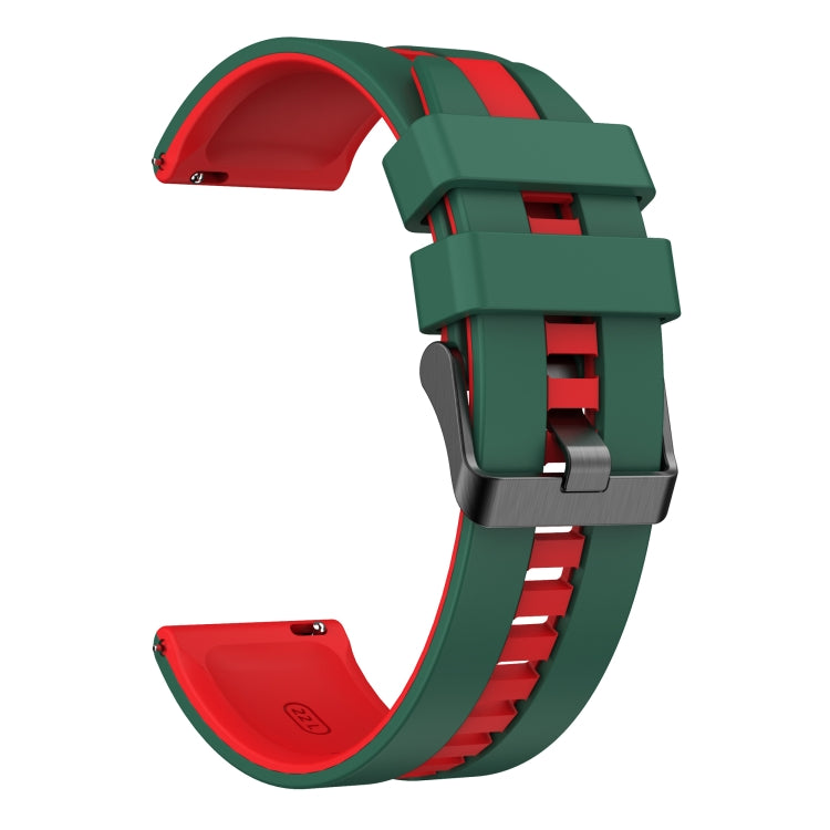 For Amazfit Bip3 20mm Two-Color Sports Silicone Watch Band(Green+Red)