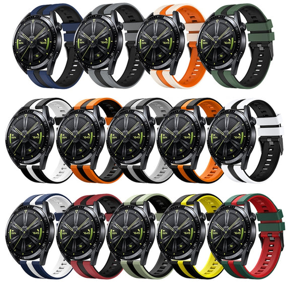 For Amazfit Bip3 20mm Two-Color Sports Silicone Watch Band(Blue+White)