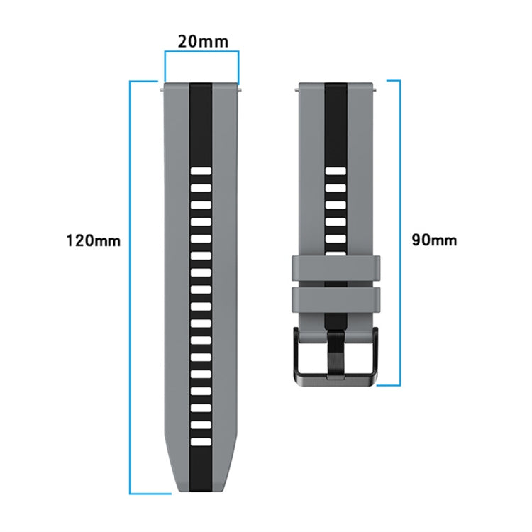 For Amazfit Pop 20mm Two-Color Sports Silicone Watch Band(Grey+Black)
