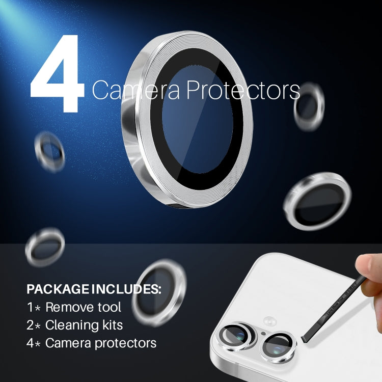 For iPhone 16 / 16 Plus NORTHJO 2 Sets 4pcs Camera Lens Protector Cover Metal Ring Film(Silver)