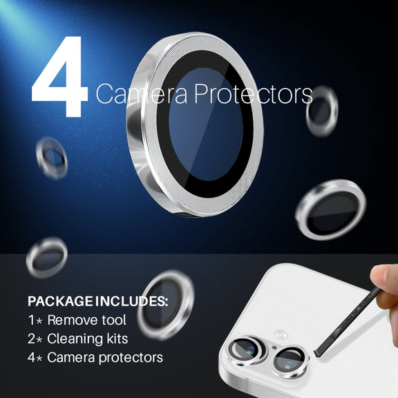 For iPhone 16 / 16 Plus NORTHJO 2 Sets 4pcs Camera Lens Protector Cover Metal Ring Film(Silver)