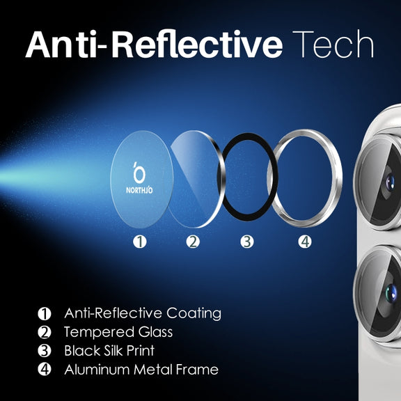 For iPhone 16 / 16 Plus NORTHJO 2 Sets 4pcs Camera Lens Protector Cover Metal Ring Film(Silver)