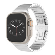 For Apple Watch Series 9 45mm One-bead Paint Alloy Butterfly Buckle Watch Band(Silver)