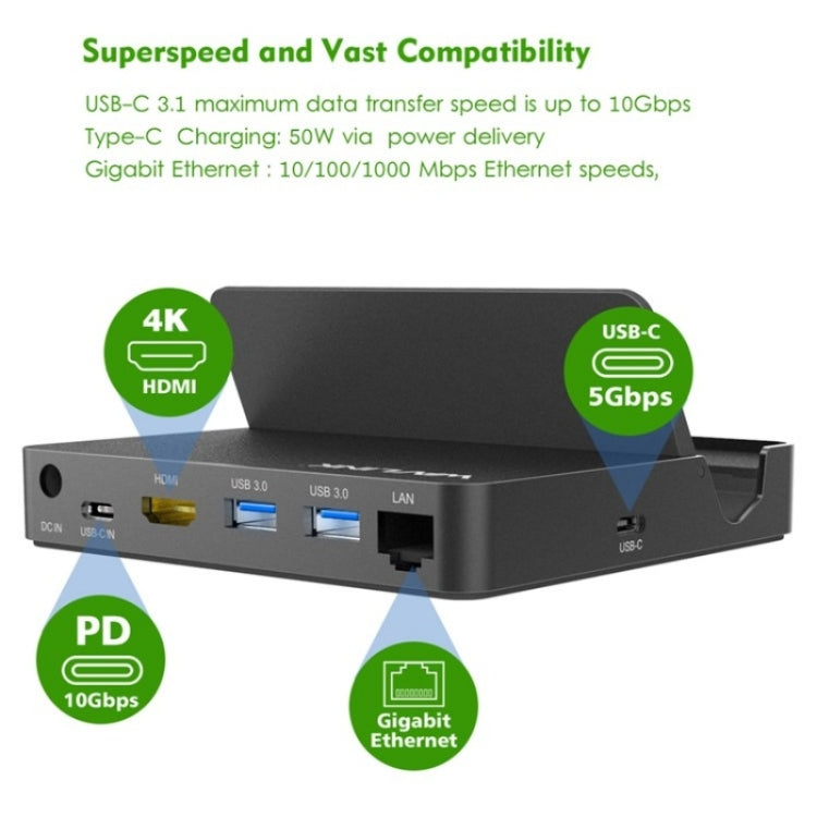WAVLINK UHP3D01G Gigabit Ethernet USB 3.0 Multi-Function HUB 4K HD Docking Station(UK Plug)