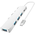ADS-301C USB-C / Type-C to USB-C + USB 3.0 + 3 x USB 2.0 Expander HUB(Silver) - USB HUB by PMC TechLife | Online Shopping South Africa | PMC TechLife | Buy Now Pay Later Mobicred