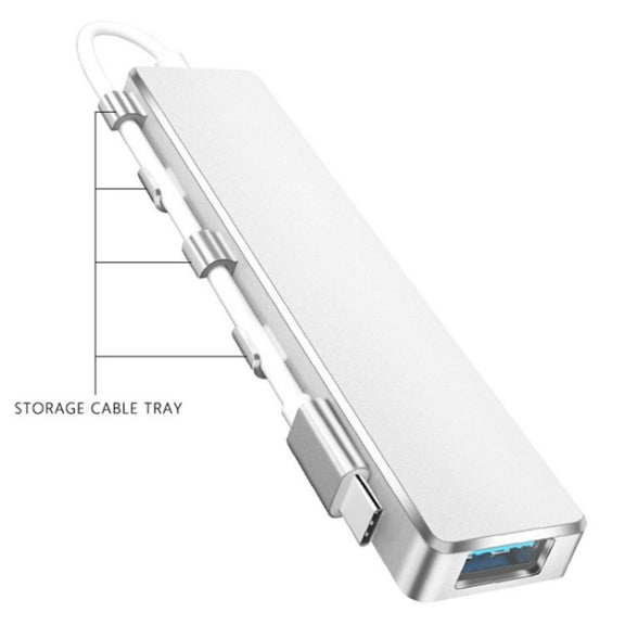ADS-301C USB-C / Type-C to USB-C + USB 3.0 + 3 x USB 2.0 Expander HUB(Silver)