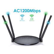 WAVLINK WN530G3 4x 5dBi Foldable Antenna AC1200 Dual Band Wireless Repeater Router, Plug:UK Plug