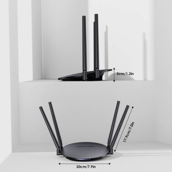 WAVLINK WN530G3 4x 5dBi Foldable Antenna AC1200 Dual Band Wireless Repeater Router, Plug:UK Plug
