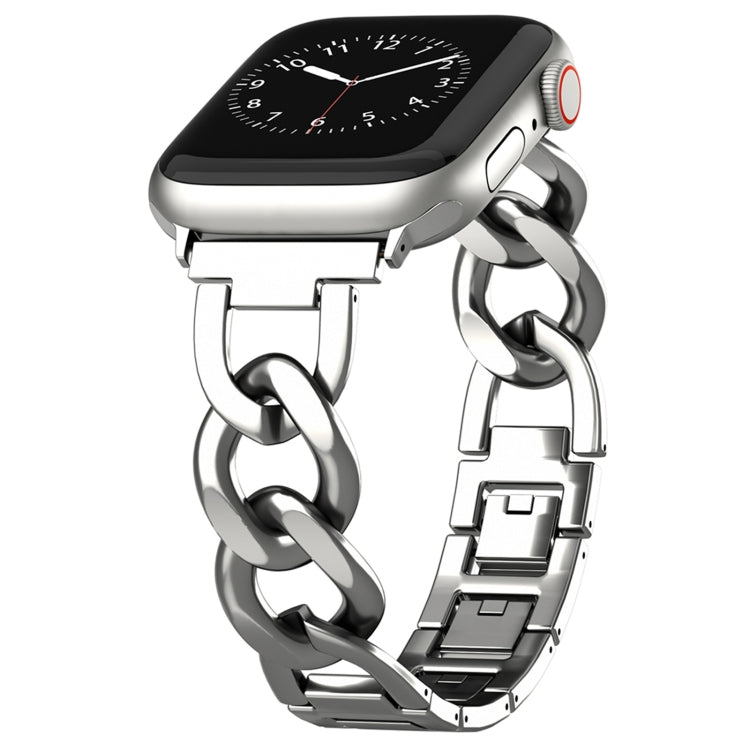 For Apple Watch Series 9 45mm Quick-Release Metal Chain Watch Band(Silver)