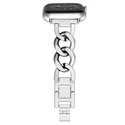 For Apple Watch Series 9 45mm Quick-Release Metal Chain Watch Band(Silver)