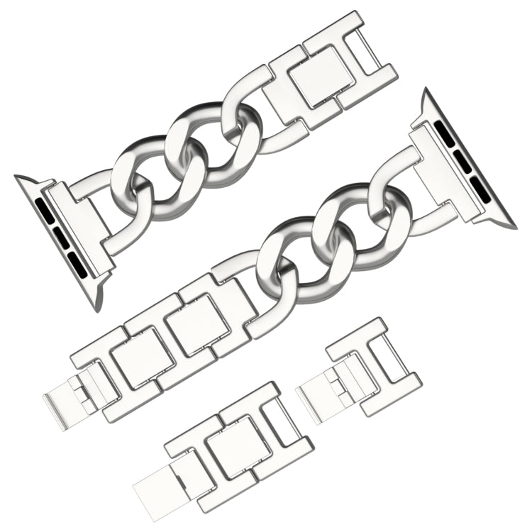 For Apple Watch Series 7 45mm Quick-Release Metal Chain Watch Band(Silver)