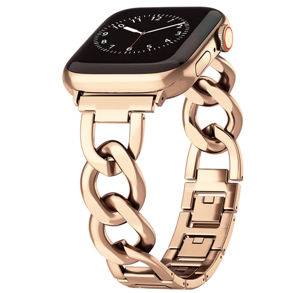 For Apple Watch SE 2022 40mm Quick-Release Metal Chain Watch Band(Rose Gold)