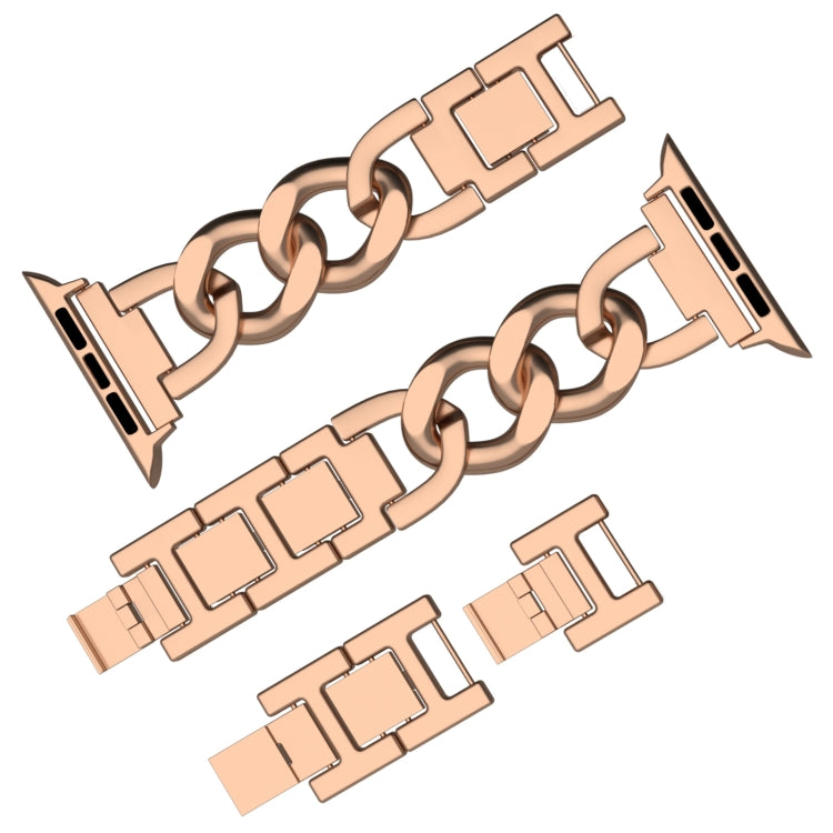 For Apple Watch SE 2022 40mm Quick-Release Metal Chain Watch Band(Rose Gold)