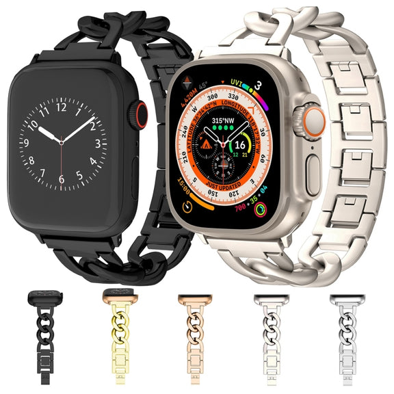 For Apple Watch SE 2022 40mm Quick-Release Metal Chain Watch Band(Rose Gold)
