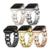 For Apple Watch SE 2023 44mm Quick-Release Metal Chain Watch Band(Rose Gold)