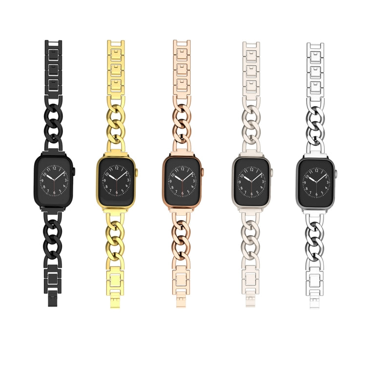 For Apple Watch Series 3 42mm Quick-Release Metal Chain Watch Band(Silver)