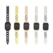 For Apple Watch Series 9 41mm Quick-Release Metal Chain Watch Band(Rose Gold)