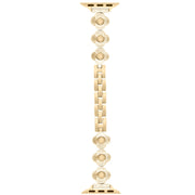 For Apple Watch Series 8 45mm Four Leaf Clover Quick-Release Metal Chain Watch Band(Gold)