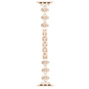 For Apple Watch Series 9 41mm Four Leaf Clover Quick-Release Metal Chain Watch Band(Rose Gold)