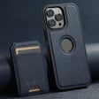 For iPhone 15 Pro Max Suteni M2 Cross-Grain MagSafe Vertical Card Back Phone Case(Blue) - iPhone 15 Pro Max Cases by Suteni | Online Shopping South Africa | PMC TechLife | Buy Now Pay Later Mobicred