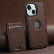 For iPhone 15 Suteni M2 Cross-Grain MagSafe Vertical Card Back Phone Case(Brown) - iPhone 15 Cases by Suteni | Online Shopping South Africa | PMC TechLife | Buy Now Pay Later Mobicred