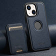 For iPhone 14 Suteni M2 Cross-Grain MagSafe Vertical Card Back Phone Case(Blue) - iPhone 14 Cases by Suteni | Online Shopping South Africa | PMC TechLife | Buy Now Pay Later Mobicred