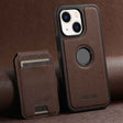 For iPhone 13 Suteni M2 Cross-Grain MagSafe Vertical Card Back Phone Case(Brown) - iPhone 13 Cases by Suteni | Online Shopping South Africa | PMC TechLife | Buy Now Pay Later Mobicred