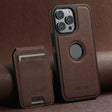For iPhone 12 Pro Max Suteni M2 Cross-Grain MagSafe Vertical Card Back Phone Case(Brown) - free shipping - PMC TechLife - Order now!