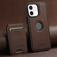 For iPhone 12 Suteni M2 Cross-Grain MagSafe Vertical Card Back Phone Case(Brown) - iPhone 12 / 12 Pro Cases by Suteni | Online Shopping South Africa | PMC TechLife | Buy Now Pay Later Mobicred