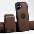 For iPhone 16 Plus Suteni M2 Cross-Grain MagSafe Vertical Card Back Phone Case(Brown) - iPhone 16 Plus Cases by Suteni | Online Shopping South Africa | PMC TechLife | Buy Now Pay Later Mobicred