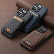 For iPhone 16 Plus Suteni M2 Cross-Grain MagSafe Vertical Card Back Phone Case(Brown)