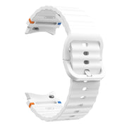 For Samsung Galaxy Watch 7 40 / 44mm Wave Pattern Stitched Silicone Watch Band(White)