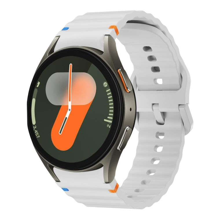 For Samsung Galaxy Watch 7 40 / 44mm Wave Pattern Stitched Silicone Watch Band(Light Gray)