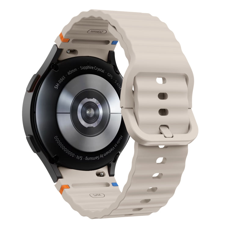 For Samsung Galaxy Watch 7 40 / 44mm Wave Pattern Stitched Silicone Watch Band(Starlight)