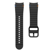 For Samsung Galaxy Watch 6 Classic Wave Pattern Stitched Silicone Watch Band(Black)