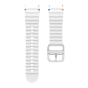 For Samsung Galaxy Watch 6 Classic Wave Pattern Stitched Silicone Watch Band(White)