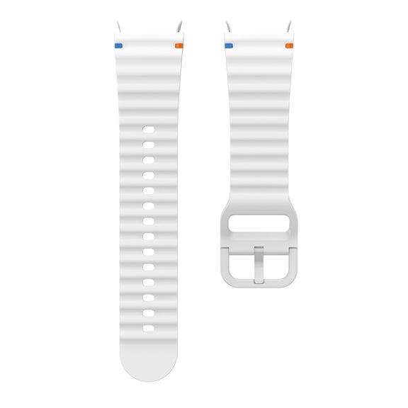 For Samsung Galaxy Watch 6 Classic Wave Pattern Stitched Silicone Watch Band(White)