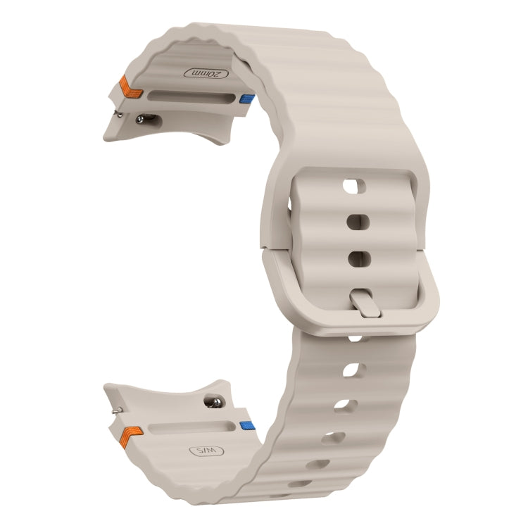 For Samsung Galaxy Watch 6 Classic Wave Pattern Stitched Silicone Watch Band(Starlight)