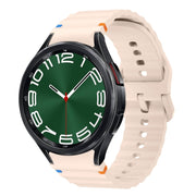 For Samsung Galaxy Watch 6 Classic Wave Pattern Stitched Silicone Watch Band(Pink)