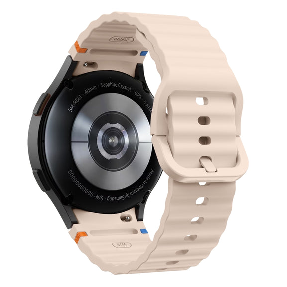 For Samsung Galaxy Watch 6 Classic Wave Pattern Stitched Silicone Watch Band(Pink)