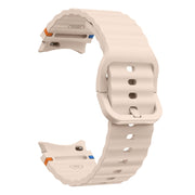 For Samsung Galaxy Watch 6 Classic Wave Pattern Stitched Silicone Watch Band(Pink)