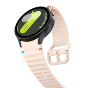 For Samsung Galaxy Watch 6 Classic Wave Pattern Stitched Silicone Watch Band(Pink)