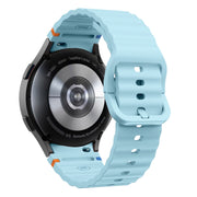 For Samsung Galaxy Watch 6 40 / 44mm Wave Pattern Stitched Silicone Watch Band(Light Blue)