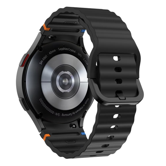 For Samsung Galaxy Watch 5 Pro Wave Pattern Stitched Silicone Watch Band(Black)