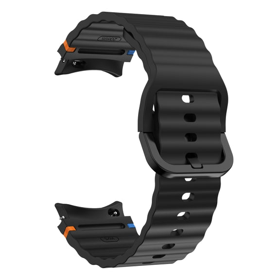 For Samsung Galaxy Watch 5 Pro Wave Pattern Stitched Silicone Watch Band(Black)