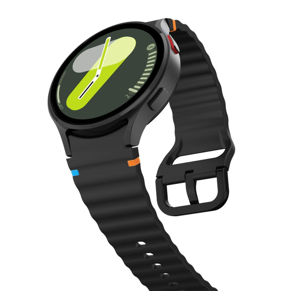 For Samsung Galaxy Watch 5 Pro Wave Pattern Stitched Silicone Watch Band(Black)