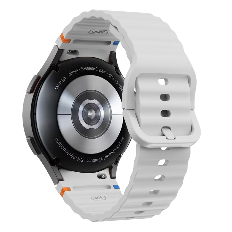 For Samsung Galaxy Watch 5 Pro Wave Pattern Stitched Silicone Watch Band(Light Gray)